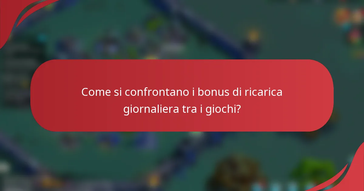 Come si confrontano i bonus di ricarica giornaliera tra i giochi?