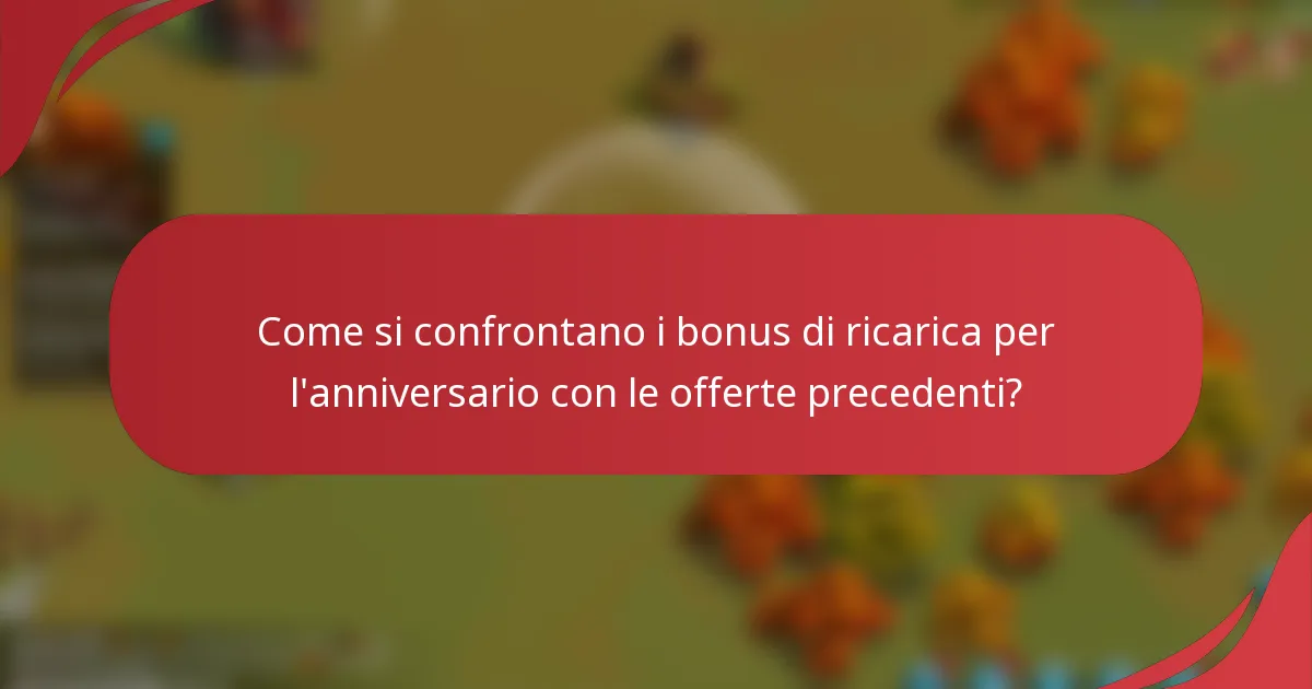 Come si confrontano i bonus di ricarica per l'anniversario con le offerte precedenti?