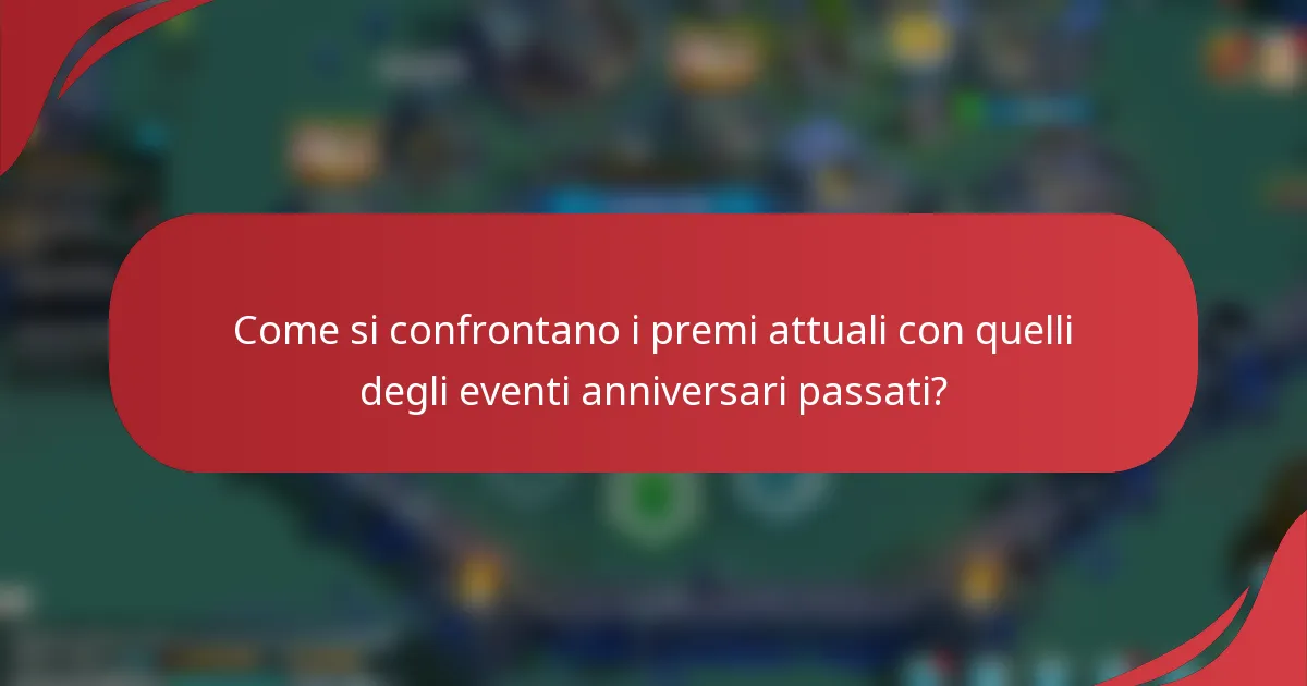 Come si confrontano i premi attuali con quelli degli eventi anniversari passati?