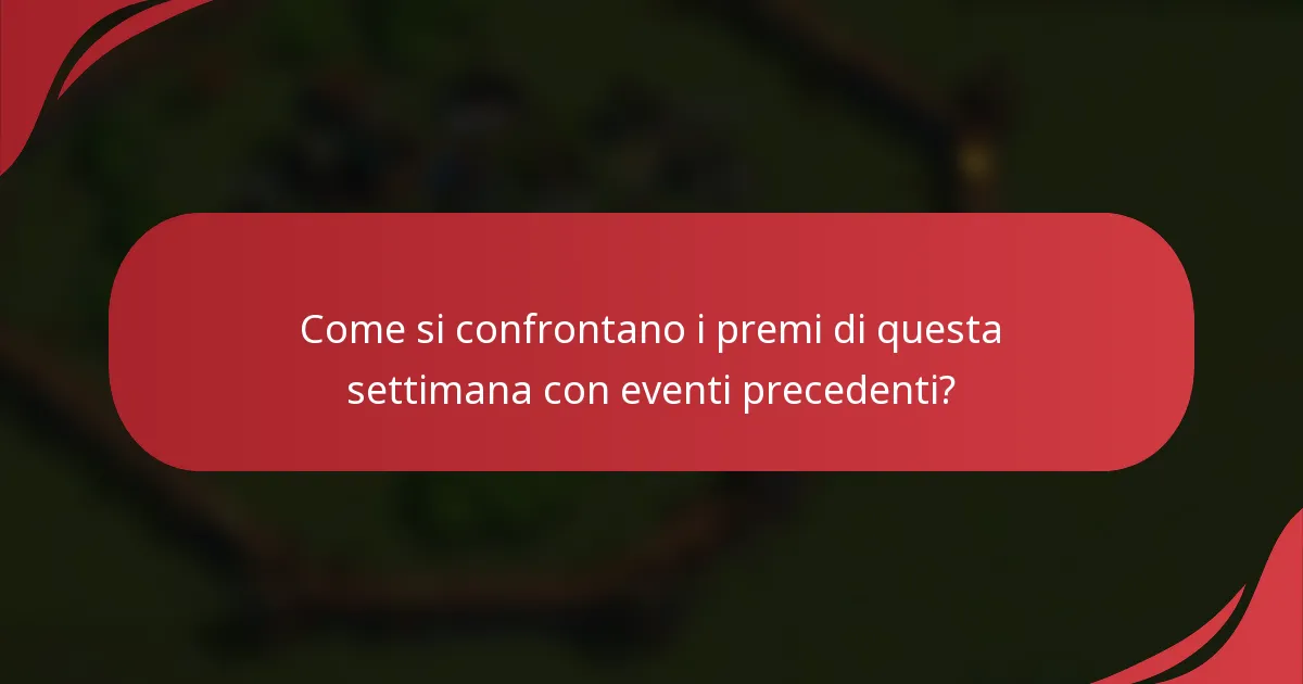 Come si confrontano i premi di questa settimana con eventi precedenti?