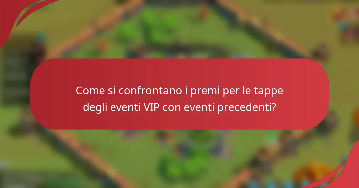 Come si confrontano i premi per le tappe degli eventi VIP con eventi precedenti?
