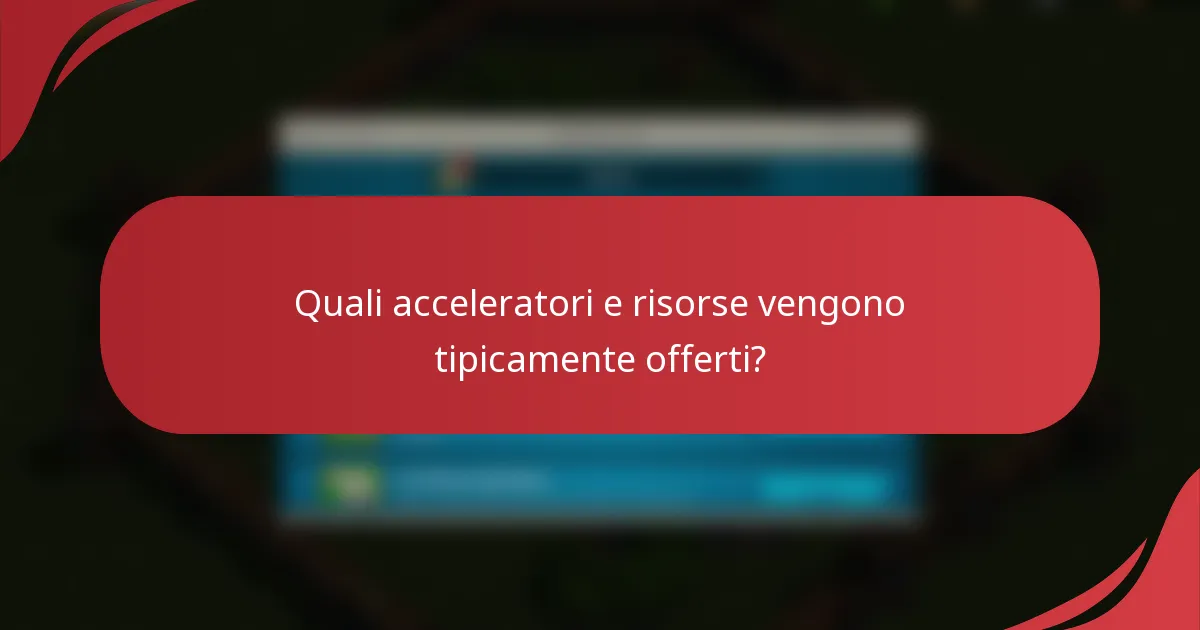 Quali acceleratori e risorse vengono tipicamente offerti?