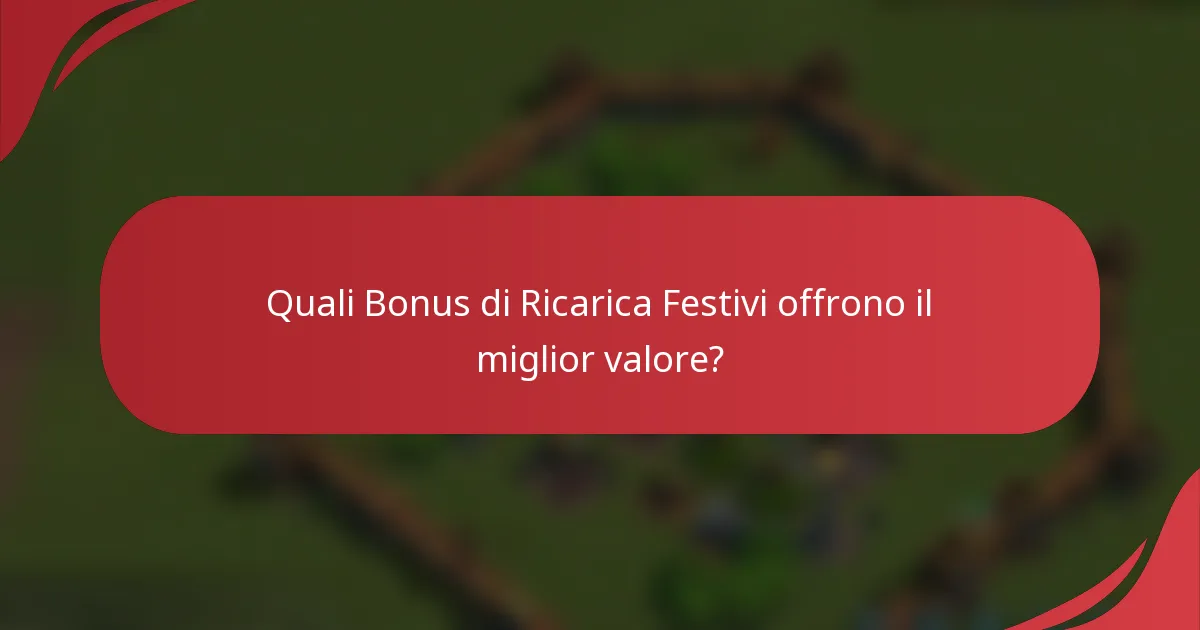 Quali Bonus di Ricarica Festivi offrono il miglior valore?