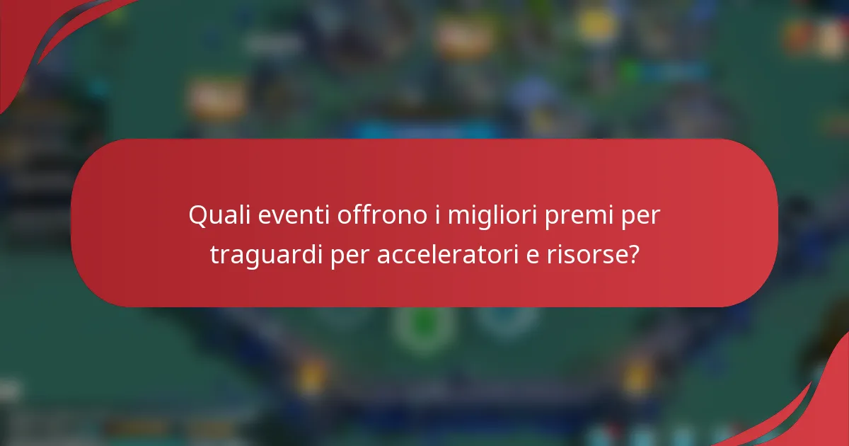 Quali eventi offrono i migliori premi per traguardi per acceleratori e risorse?